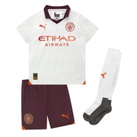 Camiseta Manchester City Jeremy Doku #11 Segunda Equipación Replica 2023-24 para niños mangas cortas (+ Pantalones cortos)